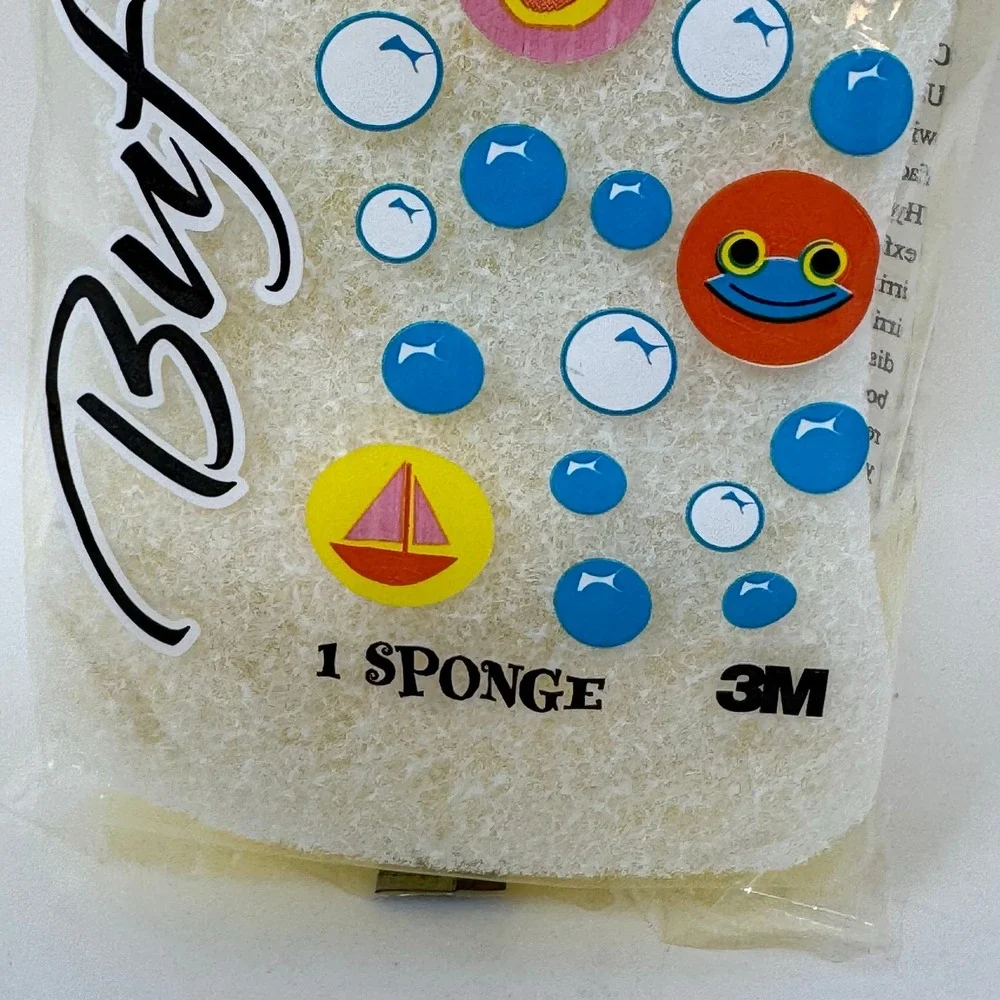 Buf Puff Kids Bath Sponge 1 Sponge Yellow Duck Boat Frog Bubbles 3M 2003